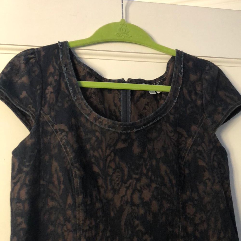 Peruvian Connection Blue Dress w/Brown Floral